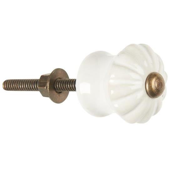 Vintage Style Ceramic White Knob