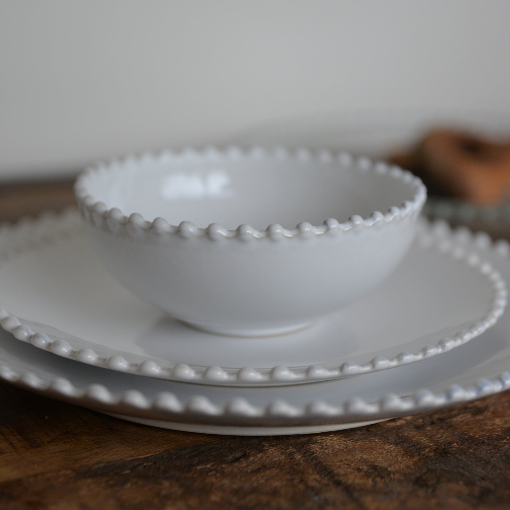 Pearl White Low Bowl / 15cm