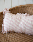 Linen Ruffle Cushion Cover / Pink Stripe / 50 x 30 cm