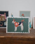 Green Festive Dog Card