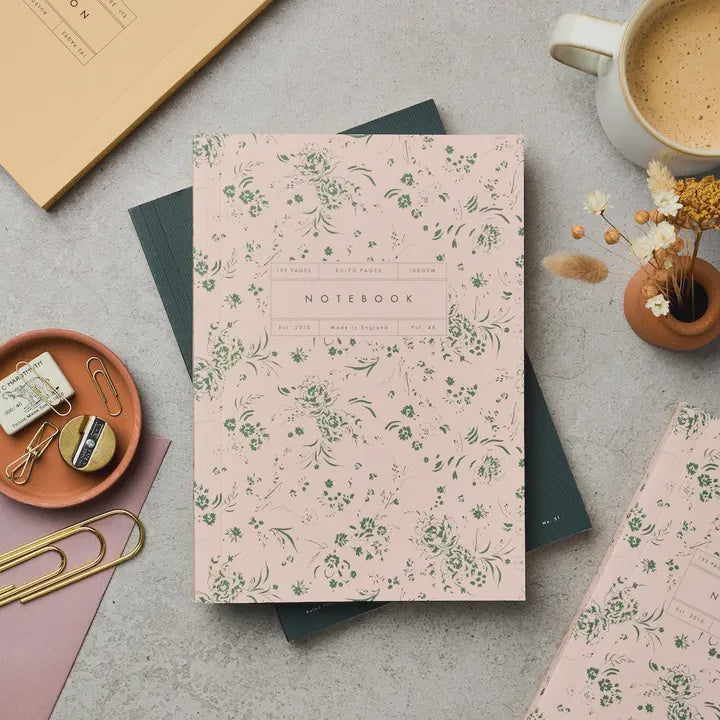 Green and Pink Garden Floral Notebook