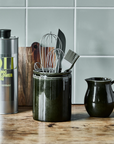 Green Stoneware Utensil Pot