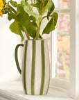 Green Striped Vase With Handle