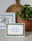 Green Scalloped Border Happy Birthday Card