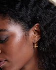 Luxe Linear T-Bar Drop Hoop Earrings / Waterproof 18K Gold or 925 Silver Plated