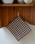 Brown and White Gingham Check Pot Holder