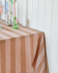 Brown & Pink Stripe Tablecloth