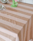 Brown & Pink Stripe Tablecloth