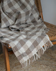 Brown and Beige Check Cotton Throw