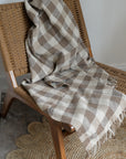 Brown and Beige Check Cotton Throw