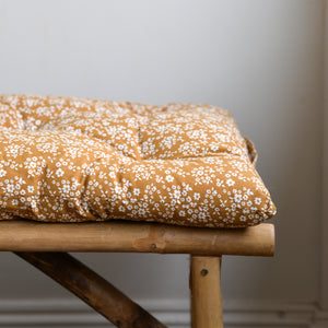 Brown Floral Bench or Chair Cushion