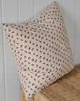 Cream Floral Cushion with Red Flowers