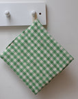 Green and White Gingham Check Pot Holder