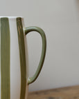Green Striped Vase With Handle
