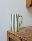 Green Striped Vase With Handle