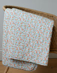 Light Blue and Rust Flowers Quilt