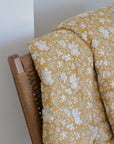 Soft Cotton Quilt / Mustard Yellow and White Floral Print