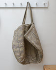 Quilted Over-Sized Bag / Dark Blue Stems