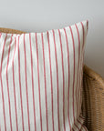 Red Striped Cotton Cushion With Filler