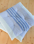 Seat Cushion / Blue & White Stripes