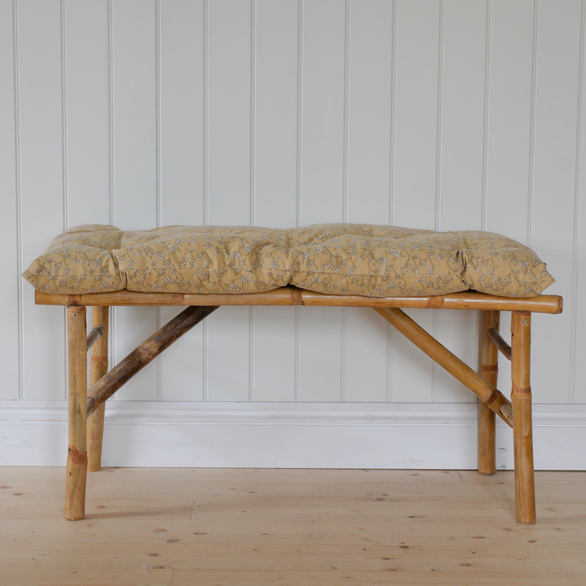 Yellow Floral Bench or Chair Cushion