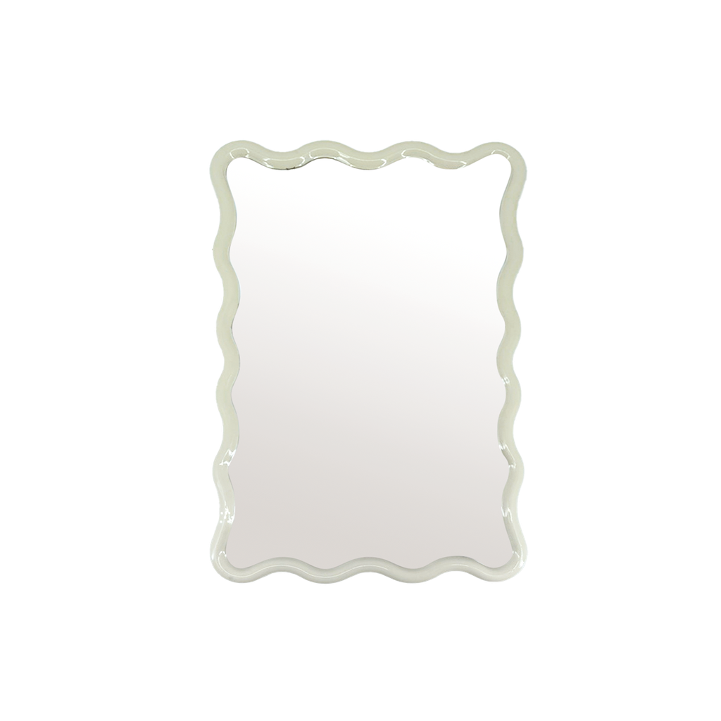 Small Wavy Rectangular Mirror / Ivory