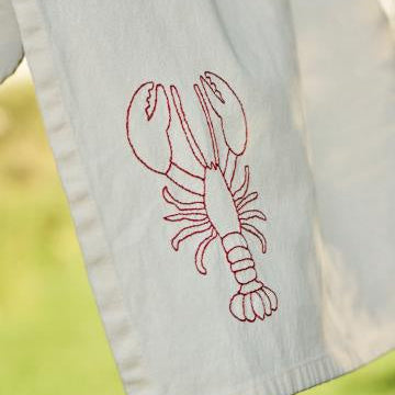 Lobster Embroidered Tea Towel