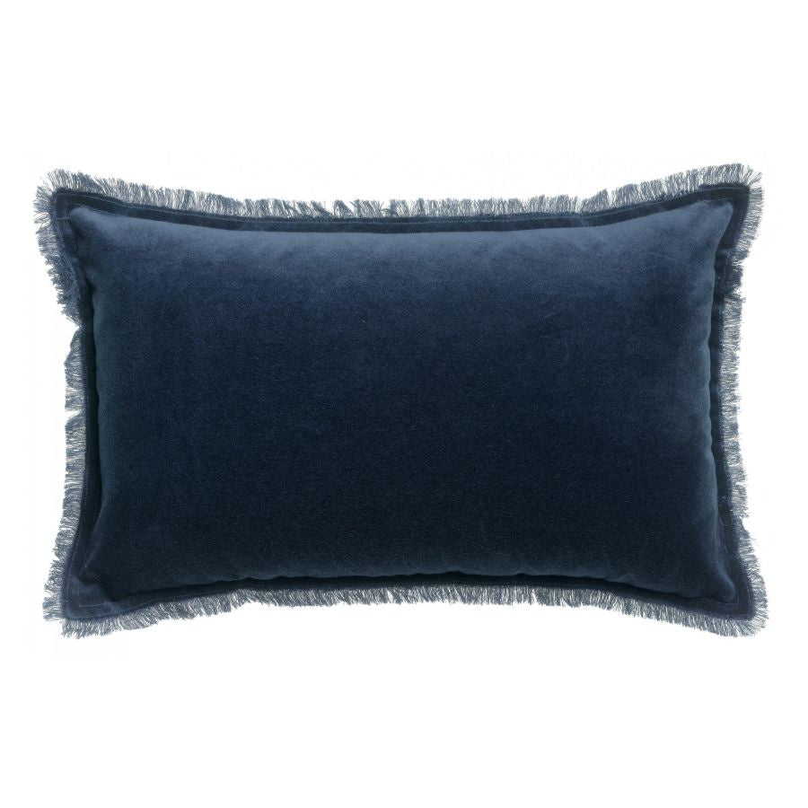 Fara Plain Cotton Velvet Cushion / Marine