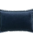Fara Plain Cotton Velvet Cushion / Marine
