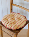 Campagne Round Checkered Stripe Seat Cushion / Red