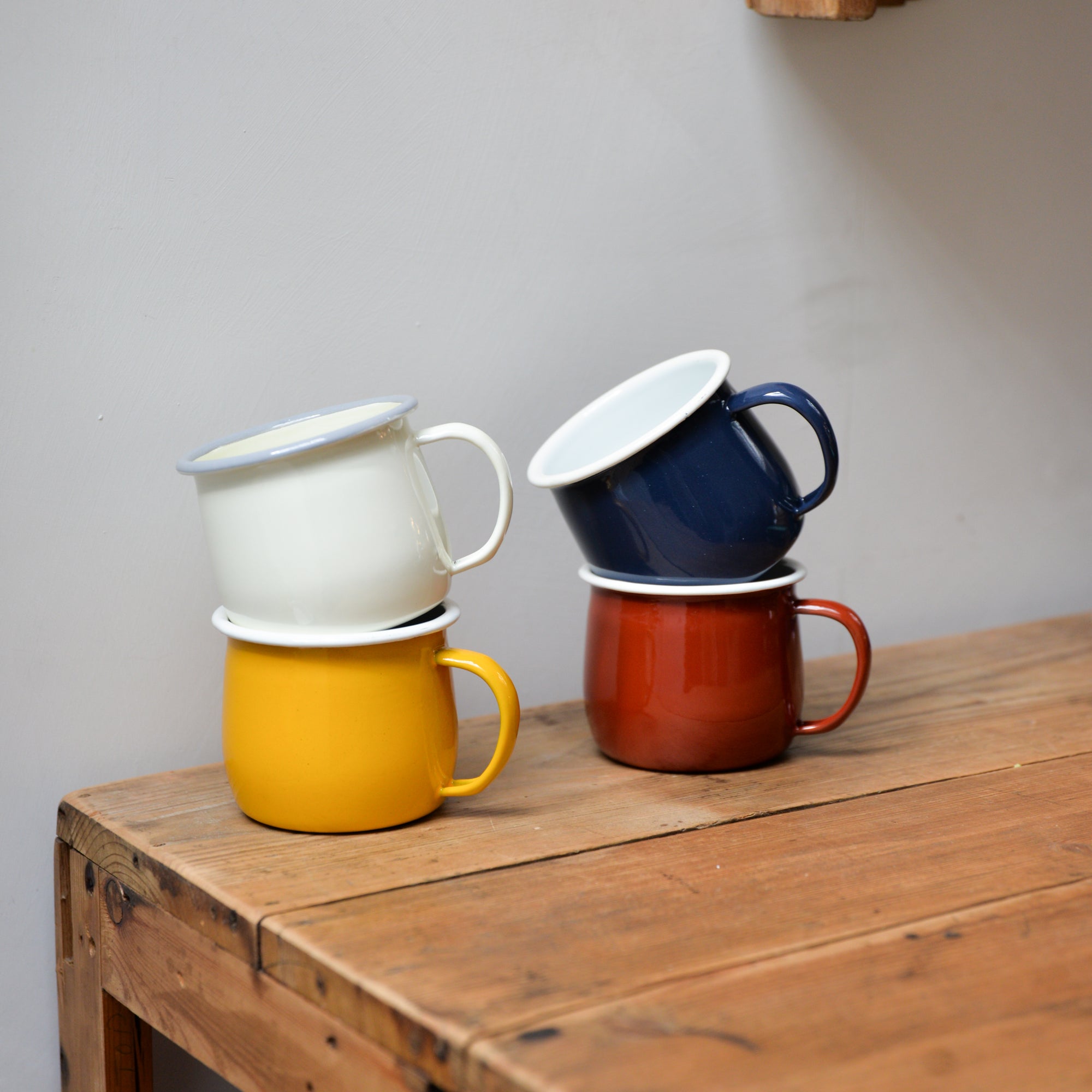 Coloured Enamel Belly Mug / Various Colours