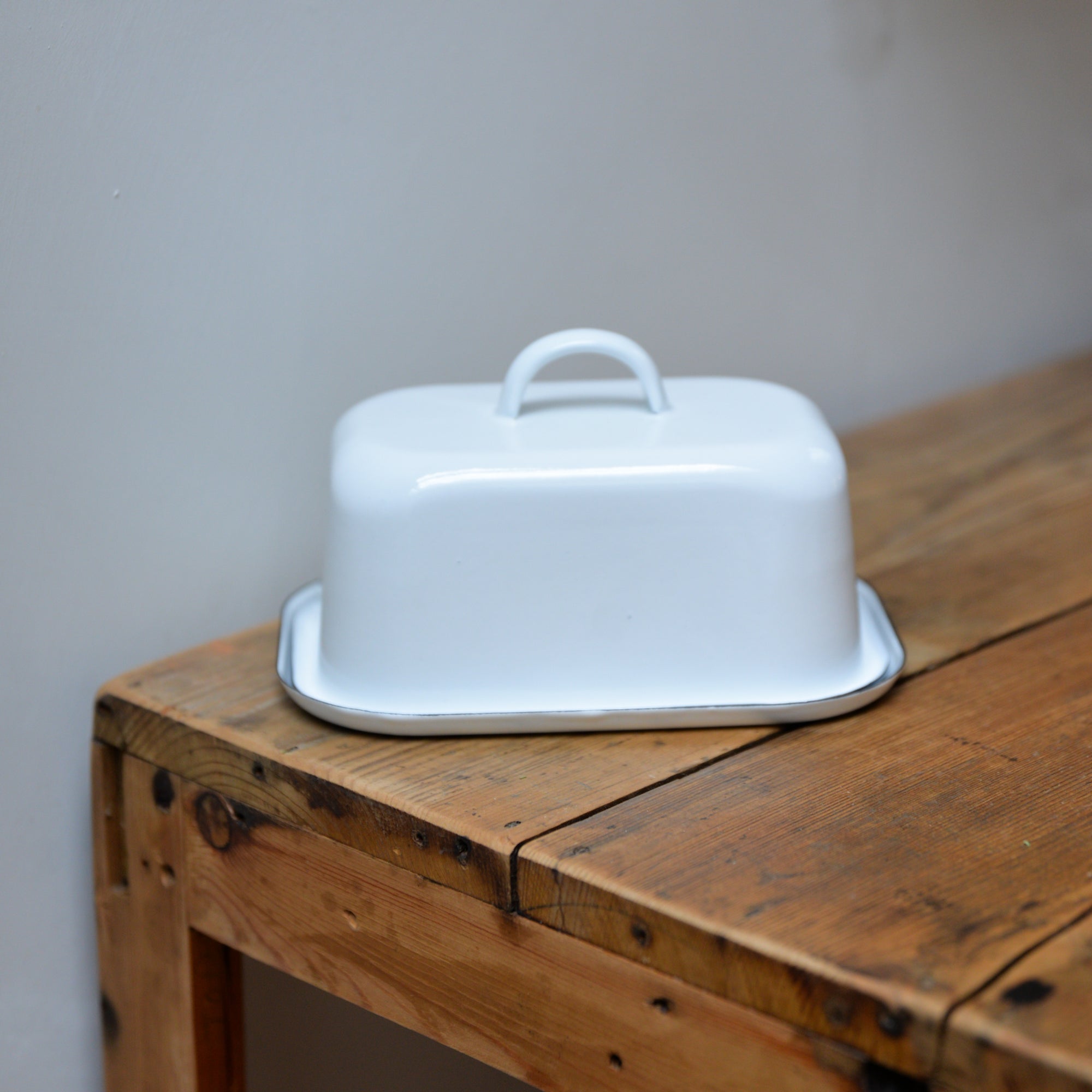 White Enamel Butter Dish