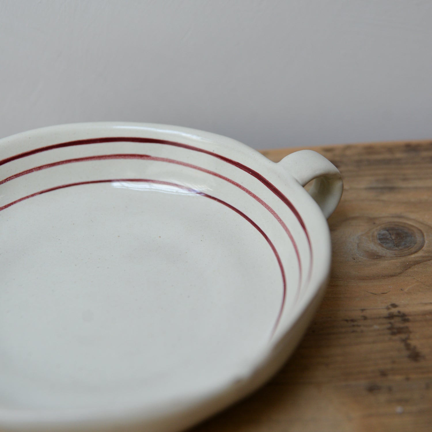 Handpainted Breton Stripe Dish / Brick Red