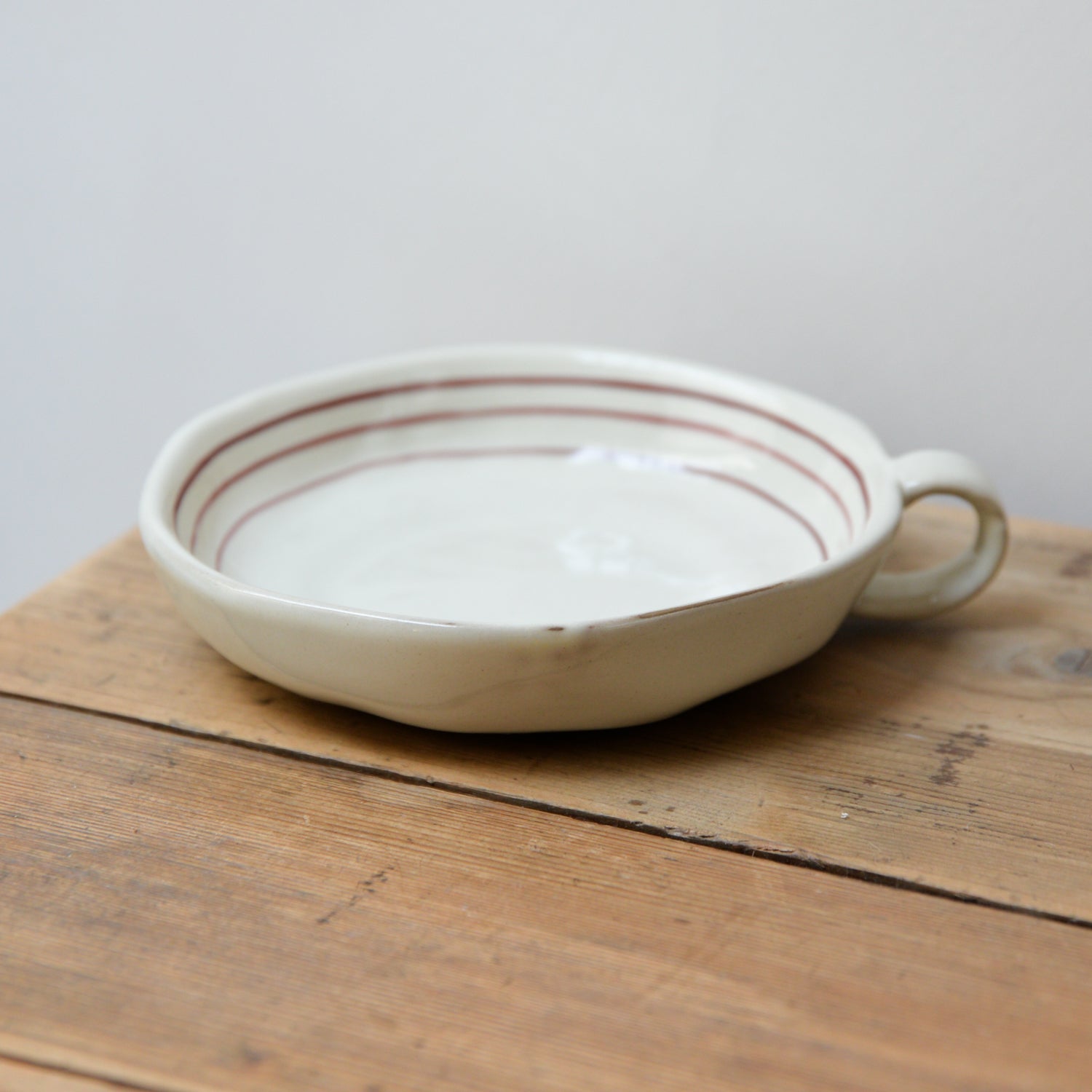 Handpainted Breton Stripe Dish / Brick Red