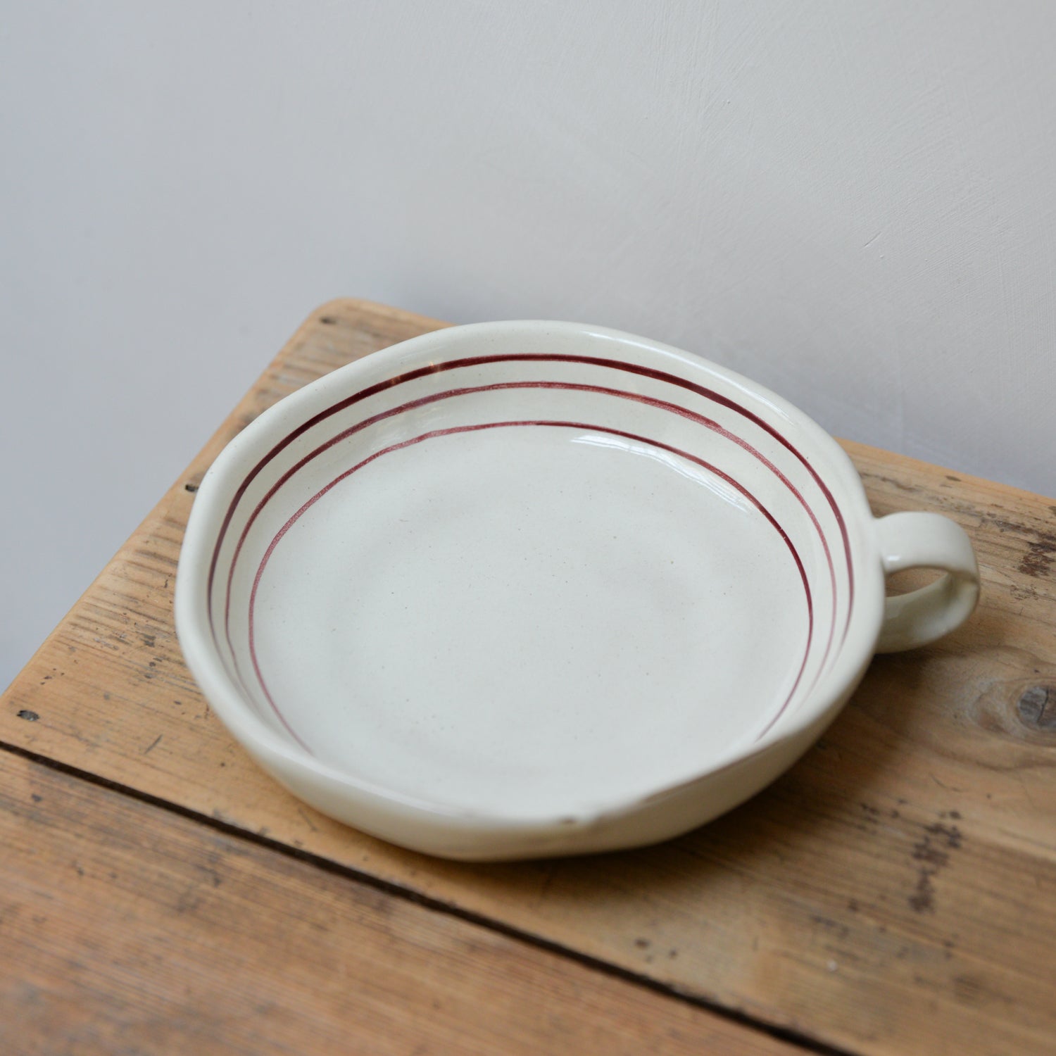Handpainted Breton Stripe Dish / Brick Red