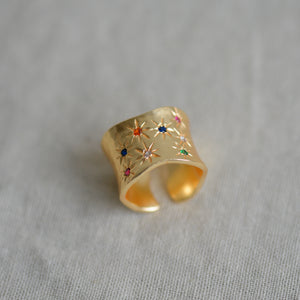 Gold Multi Gem Studded Ring