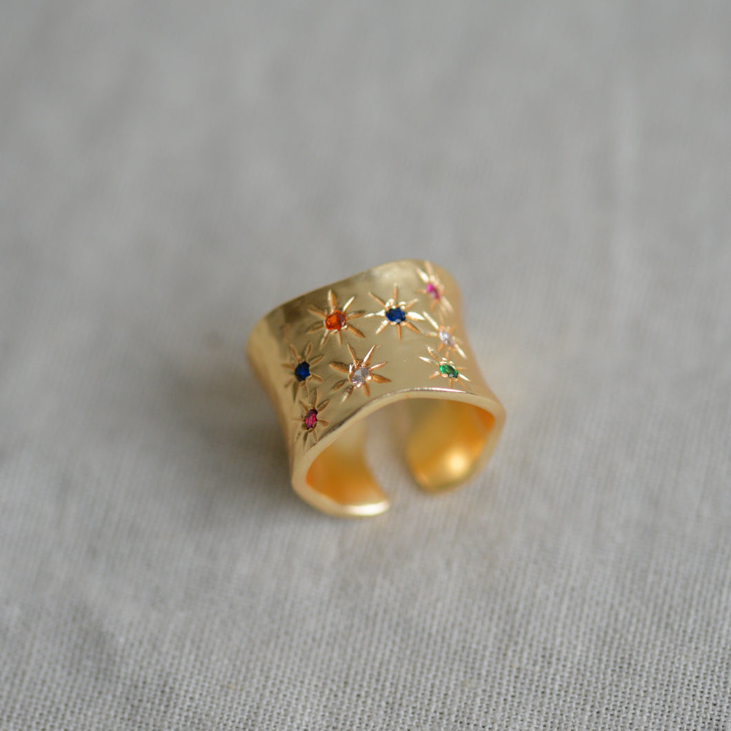 Gold Multi Gem Studded Ring