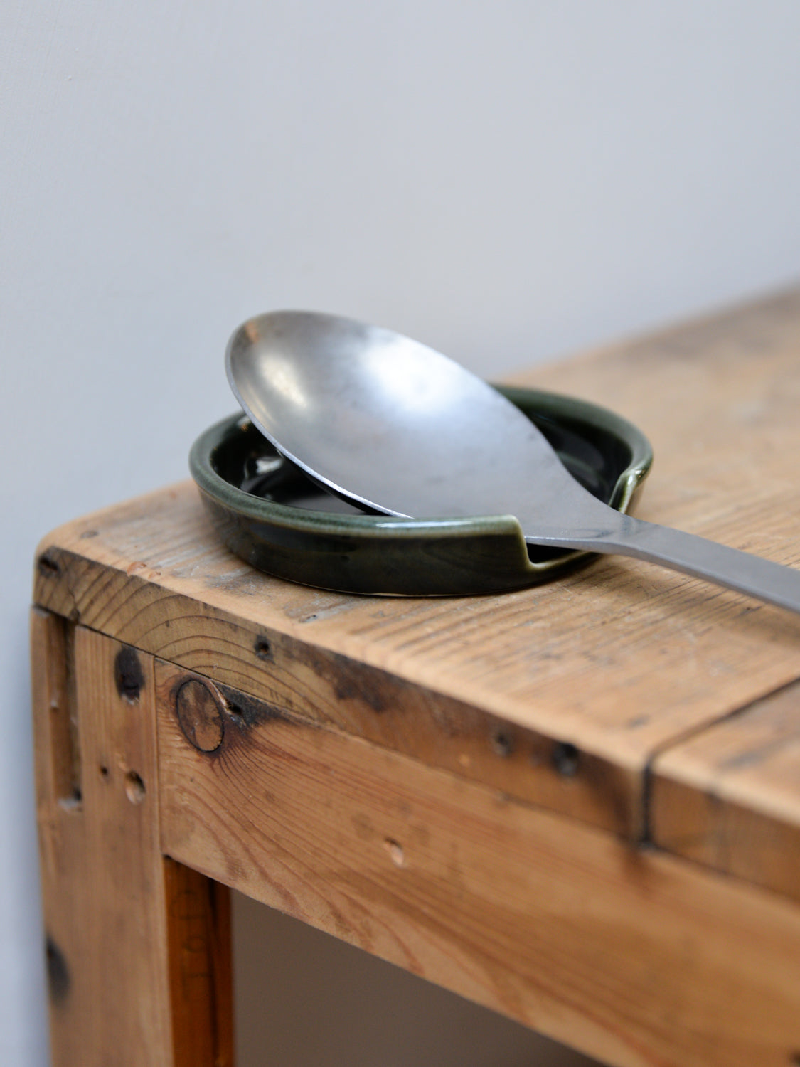 Ceramic Spoon Rest / Dark Green