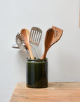 Green Stoneware Utensil Pot
