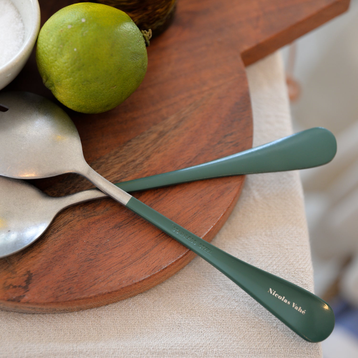 Stainless Steel Salad Servers / Green
