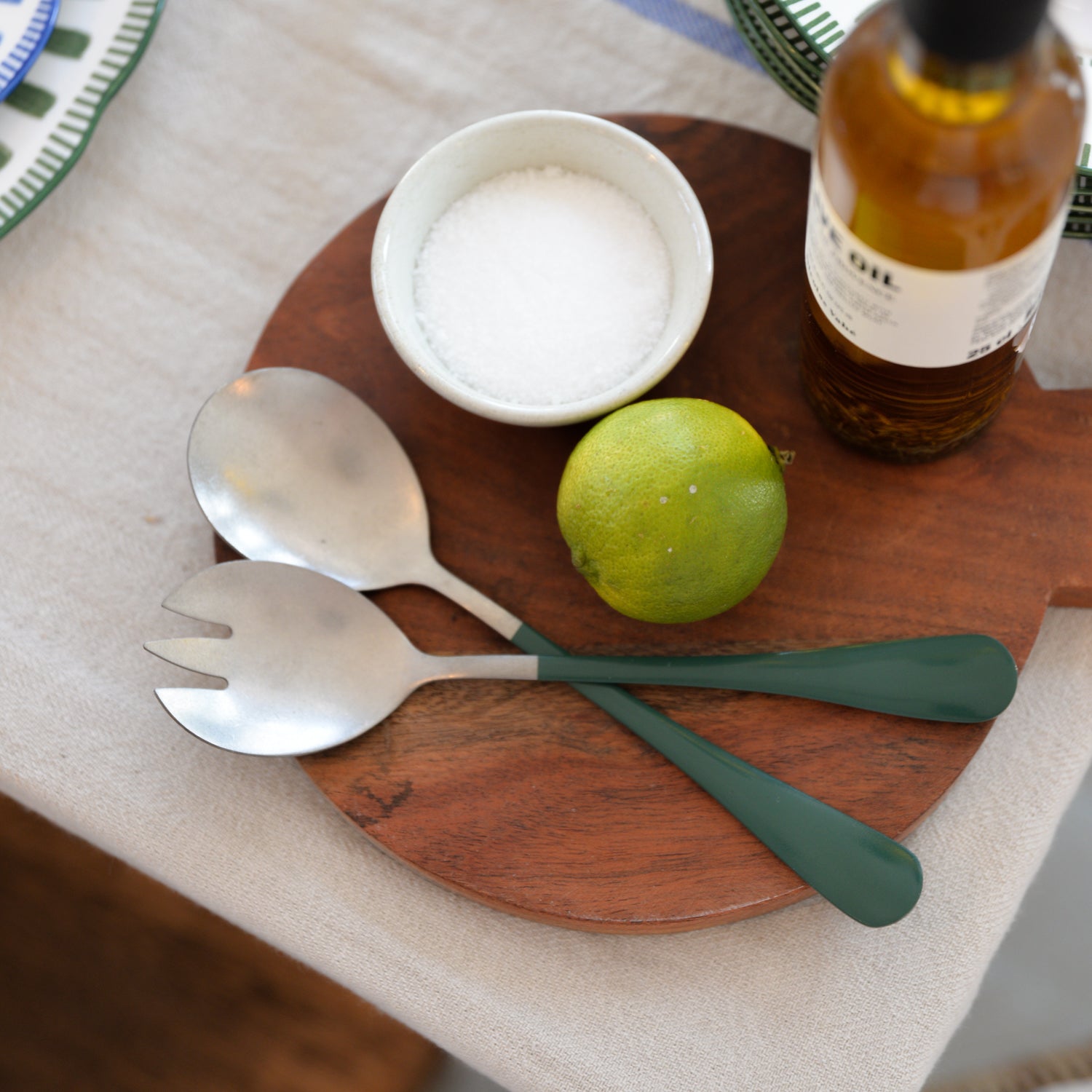 Stainless Steel Salad Servers / Green