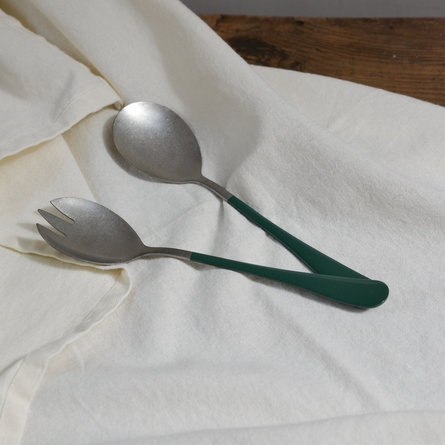 Stainless Steel Salad Servers / Green
