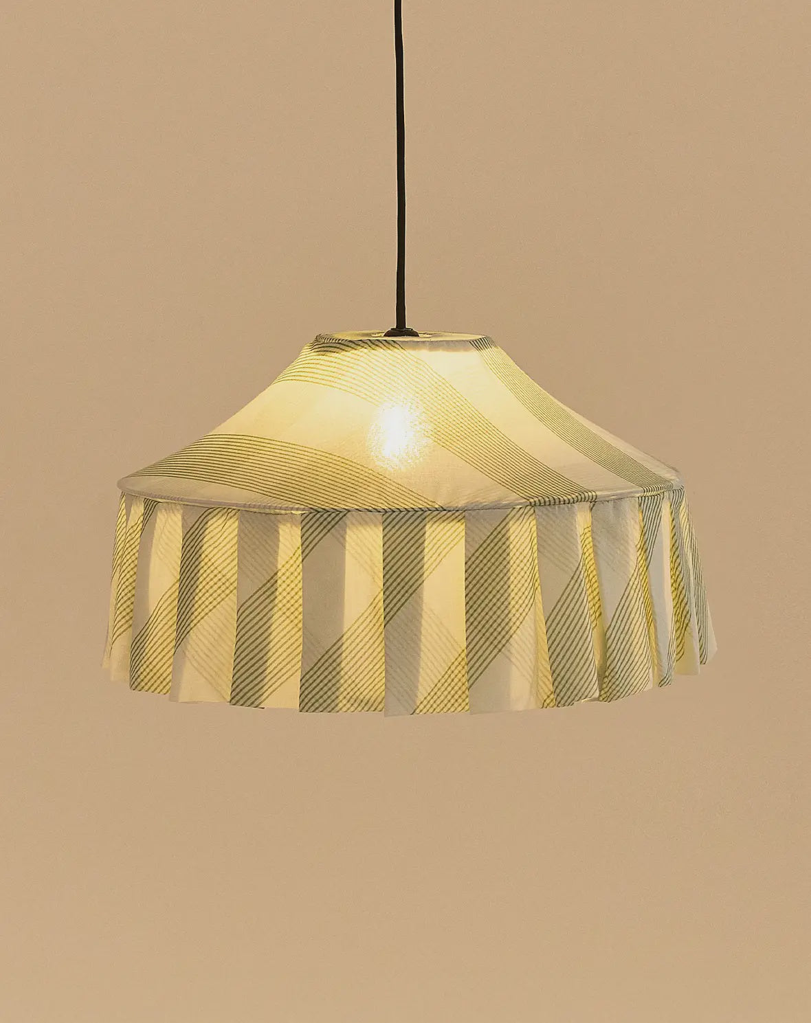 NATALDESIGN×HALFTRACKPRODUCTS LAMPSHADE Nicole Fabric Green Striped Pendant Lampshade – Mon Pote