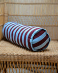 Vibes Cylinder Cushion / Burgundy and Blue Stripe