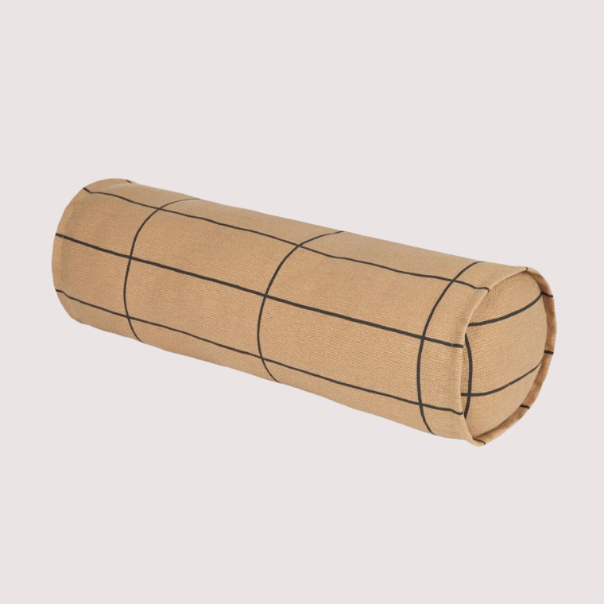 Vibes Cylinder Cushion / Brown and Black Grid