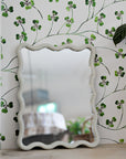 Small Wavy Rectangular Mirror / Ivory