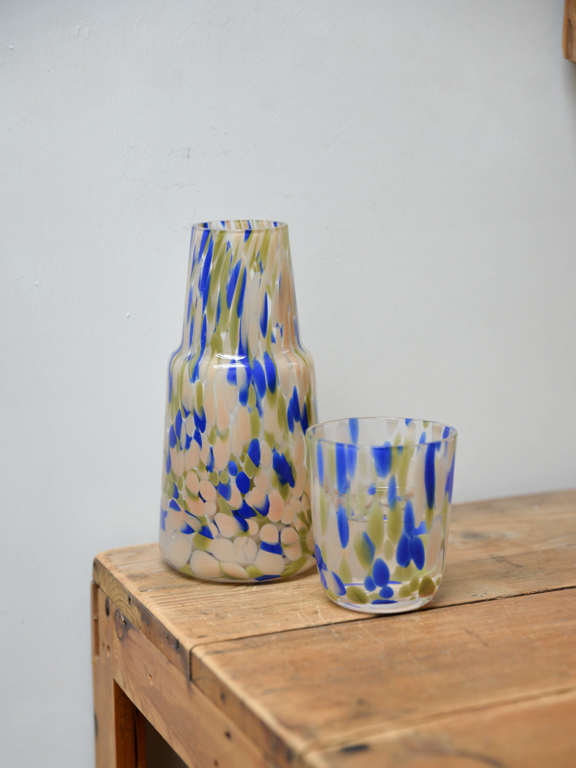 Speckled Carafe and Glass / Blue