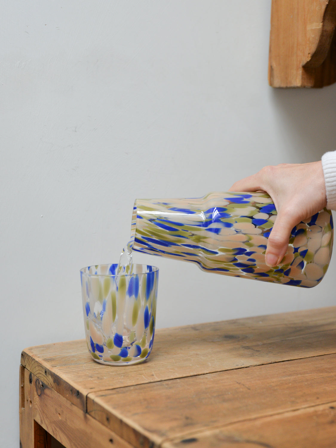 Speckled Carafe and Glass / Blue