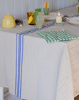 Linu Striped Cotton Tablecloth / Blue