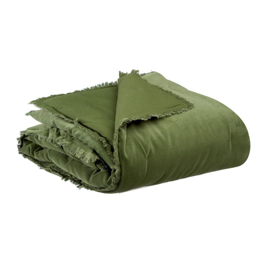 Fara Cotton Velvet Throw 135 x 200 / Eucalyptus